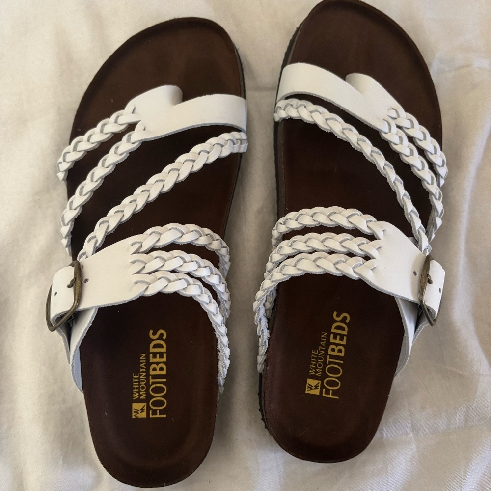 White Mountain White Braided Buckle Footbed Sandals - Picture 2 of 6